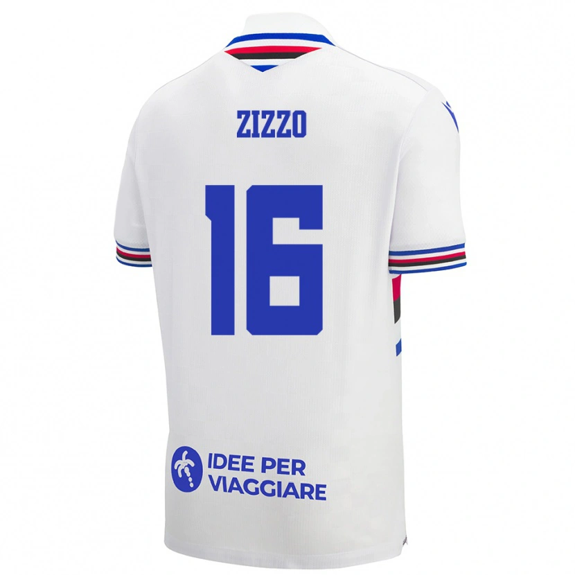 Danxen Niño Camiseta Vincenzo Zizzo #16 Blanco Azul Rojo 2ª Equipación 2025/26 La Camisa