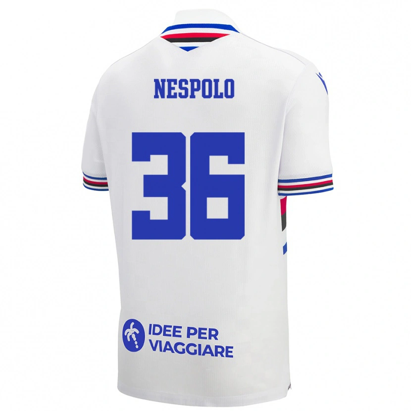 Danxen Niño Camiseta Sabrina Nespolo #36 Blanco Azul Rojo 2ª Equipación 2025/26 La Camisa