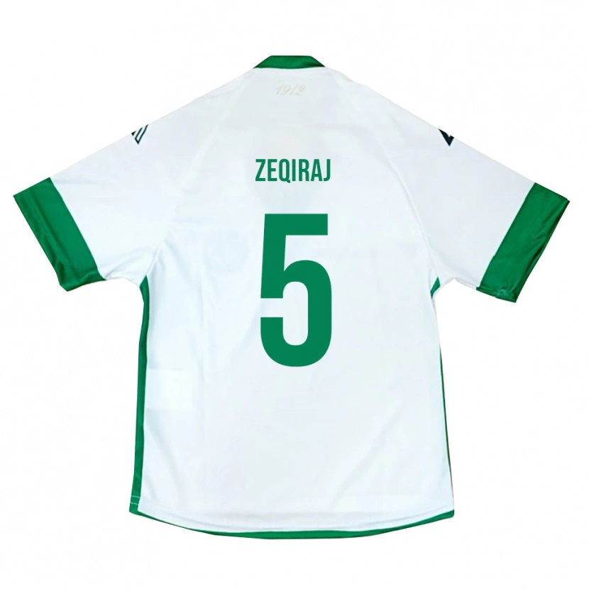 Danxen Niño Camiseta Leon Zeqiraj #5 Blanco Verde Azul 2ª Equipación 2025/26 La Camisa