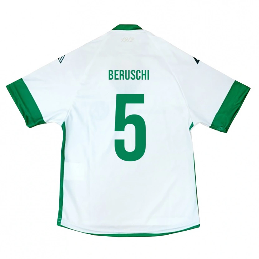 Danxen Niño Camiseta Diego Beruschi #5 Blanco Verde Azul 2ª Equipación 2025/26 La Camisa