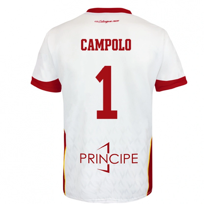 Danxen Niño Camiseta Alessandro Campolo #1 Blanco Rojo 2ª Equipación 2025/26 La Camisa