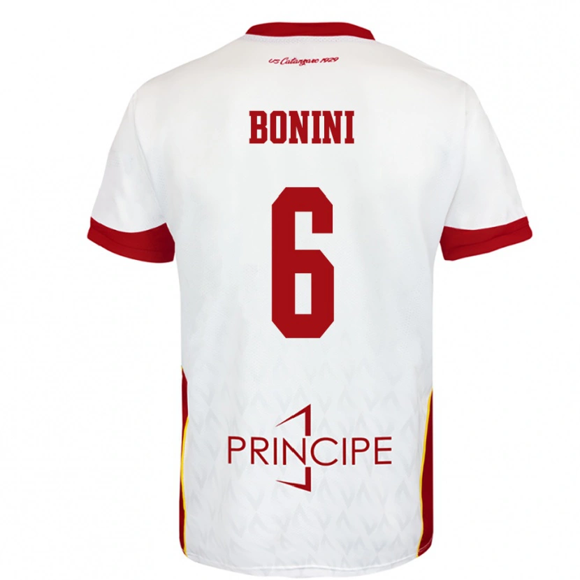 Danxen Niño Camiseta Federico Bonini #6 Blanco Rojo 2ª Equipación 2025/26 La Camisa