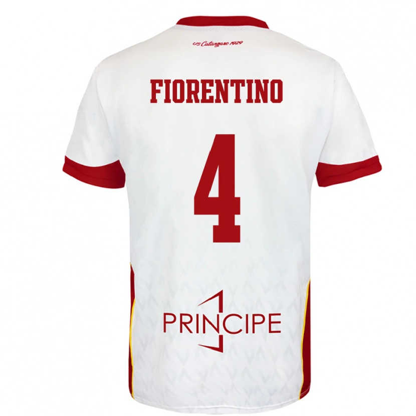 Danxen Niño Camiseta Carlo Fiorentino #4 Blanco Rojo 2ª Equipación 2025/26 La Camisa