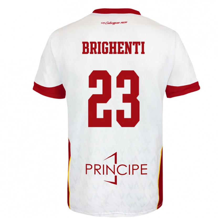 Danxen Niño Camiseta Nicolò Brighenti #23 Blanco Rojo 2ª Equipación 2025/26 La Camisa