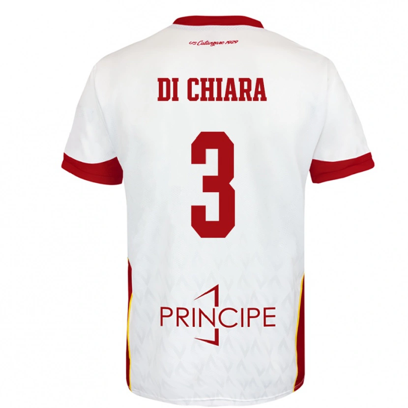 Danxen Niño Camiseta Gianluca Di Chiara #3 Blanco Rojo 2ª Equipación 2025/26 La Camisa