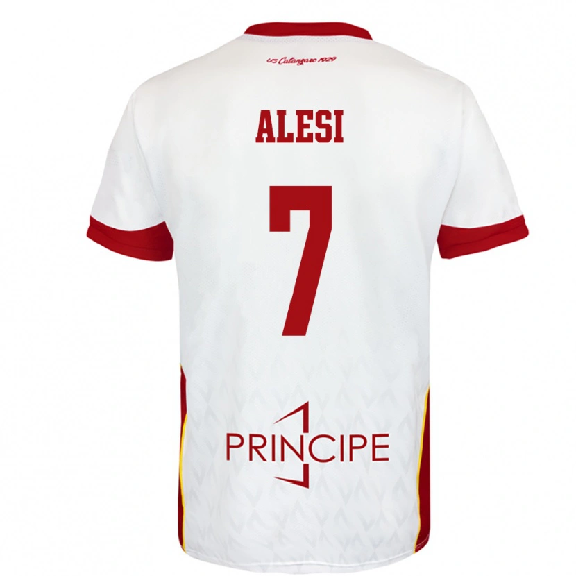Danxen Niño Camiseta Gabriele Alesi #7 Blanco Rojo 2ª Equipación 2025/26 La Camisa