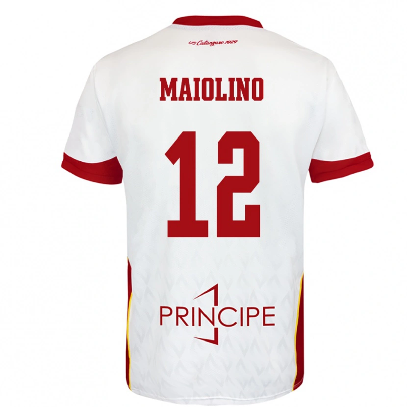 Danxen Niño Camiseta Alex Maiolino #12 Blanco Rojo 2ª Equipación 2025/26 La Camisa