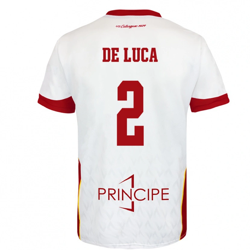 Danxen Niño Camiseta Gabriele De Luca #2 Blanco Rojo 2ª Equipación 2025/26 La Camisa