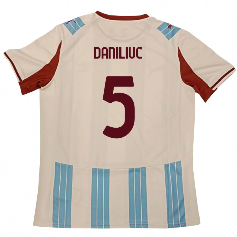 Danxen Niño Camiseta Flavius Daniliuc #5 Azul Celeste Blanco 2ª Equipación 2025/26 La Camisa