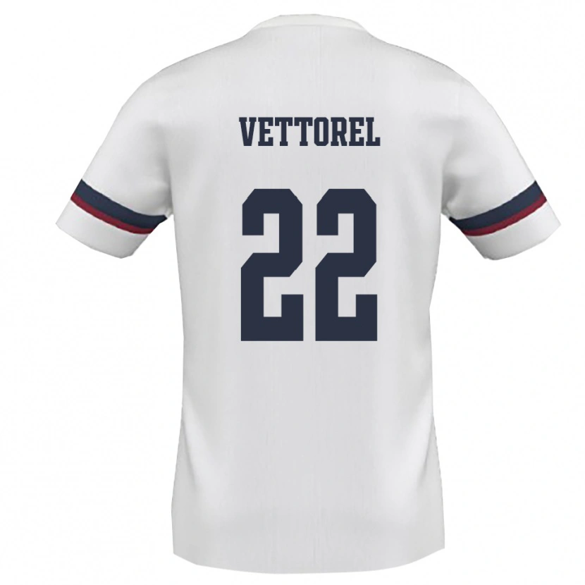 Danxen Niño Camiseta Thomas Vettorel #22 Blanco Rojo 2ª Equipación 2025/26 La Camisa