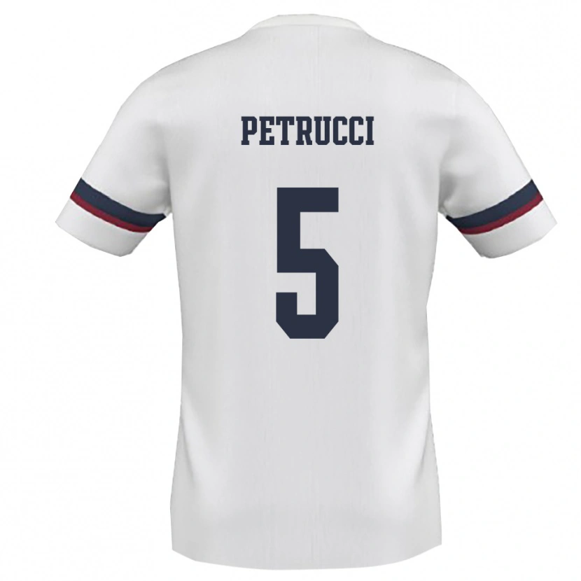Danxen Niño Camiseta Gianluca Petrucci #5 Blanco Rojo 2ª Equipación 2025/26 La Camisa