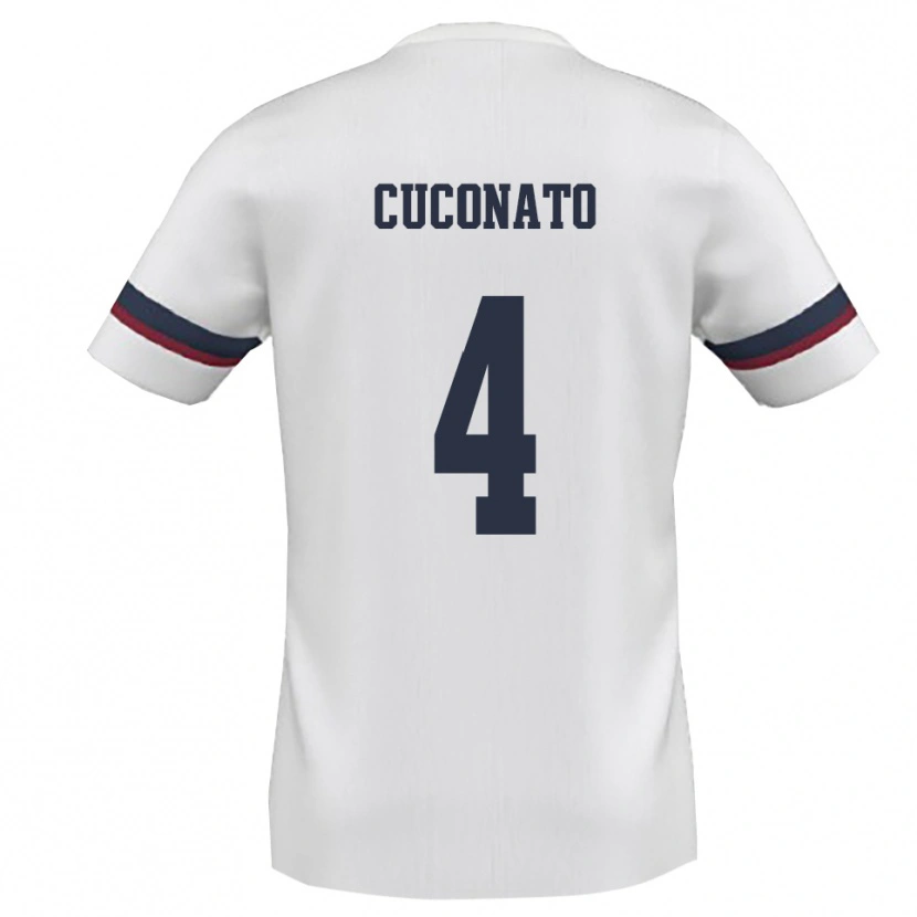 Danxen Niño Camiseta Giuseppe Cuconato #4 Blanco Rojo 2ª Equipación 2025/26 La Camisa