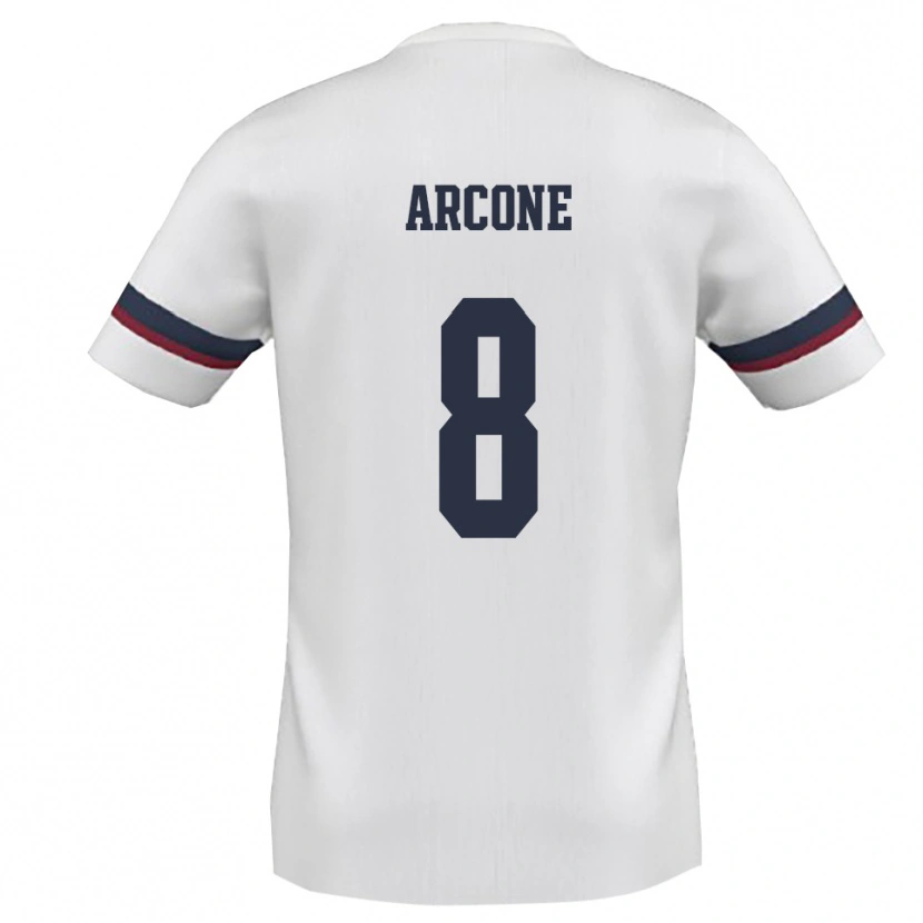 Danxen Niño Camiseta Paolo Arcone #8 Blanco Rojo 2ª Equipación 2025/26 La Camisa