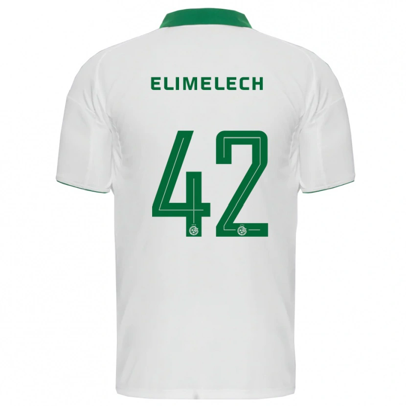 Danxen Niño Camiseta Roey Elimelech #42 Blanco Verde 2ª Equipación 2025/26 La Camisa