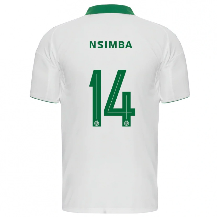 Danxen Niño Camiseta Vital Nsimba #14 Blanco Verde 2ª Equipación 2025/26 La Camisa