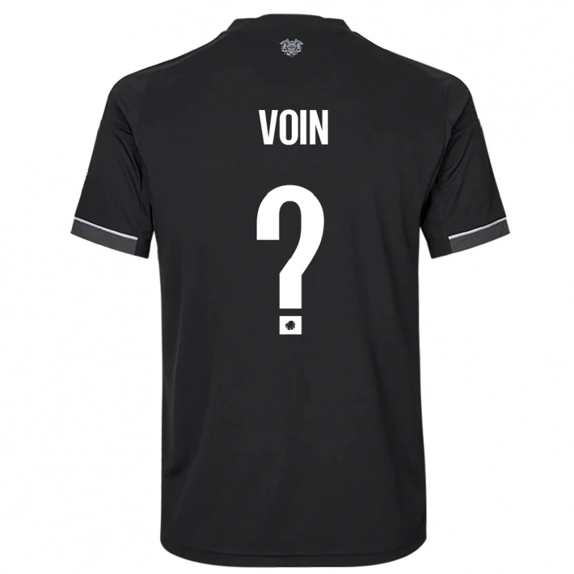 Danxen Niño Camiseta Simon Voin #0 Negro Blanco 2ª Equipación 2025/26 La Camisa