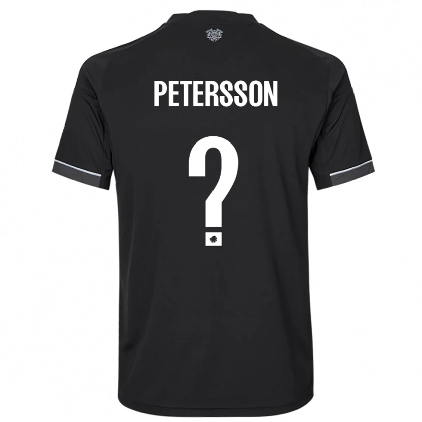 Danxen Niño Camiseta Oliver Petersson #0 Negro Blanco 2ª Equipación 2025/26 La Camisa