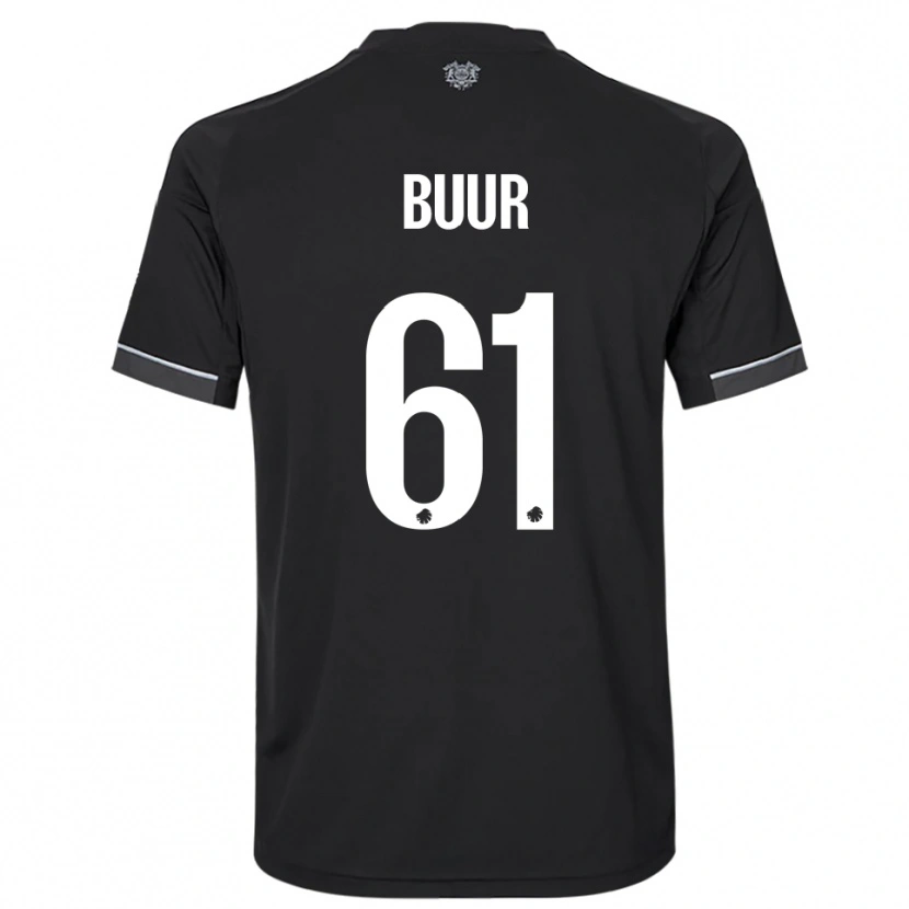 Danxen Niño Camiseta Oscar Buur #61 Negro Blanco 2ª Equipación 2025/26 La Camisa