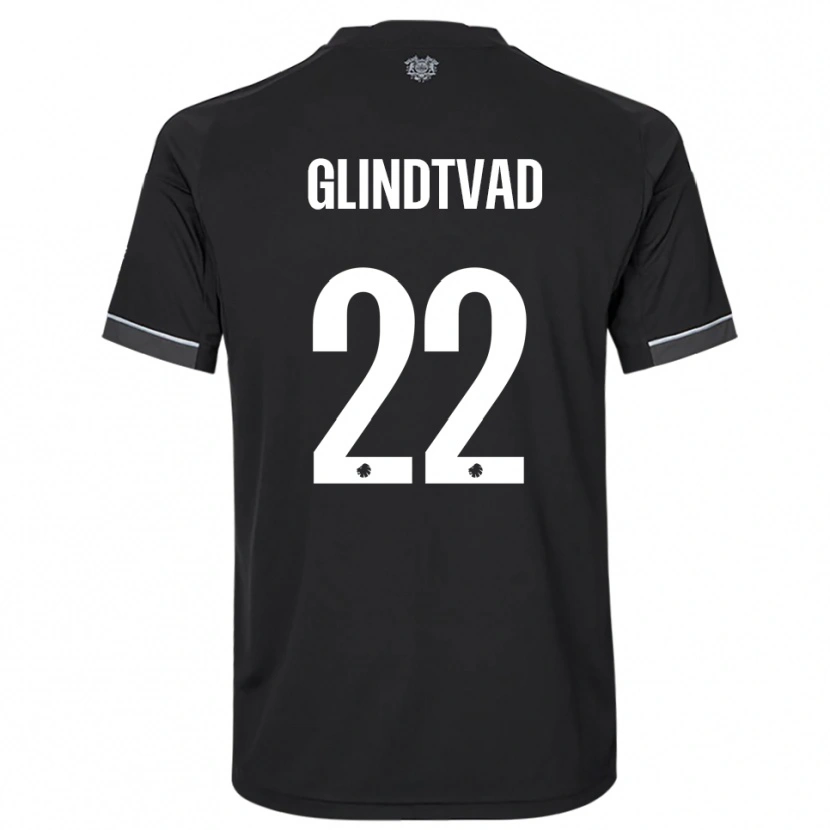 Danxen Niño Camiseta William Glindtvad #22 Negro Blanco 2ª Equipación 2025/26 La Camisa