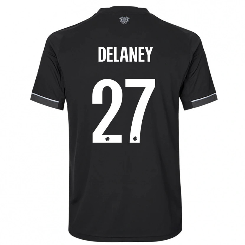 Danxen Niño Camiseta Thomas Delaney #27 Negro Blanco 2ª Equipación 2025/26 La Camisa