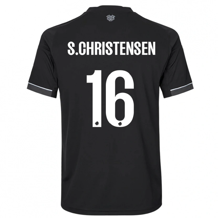 Danxen Niño Camiseta Sebastian Christensen #16 Negro Blanco 2ª Equipación 2025/26 La Camisa