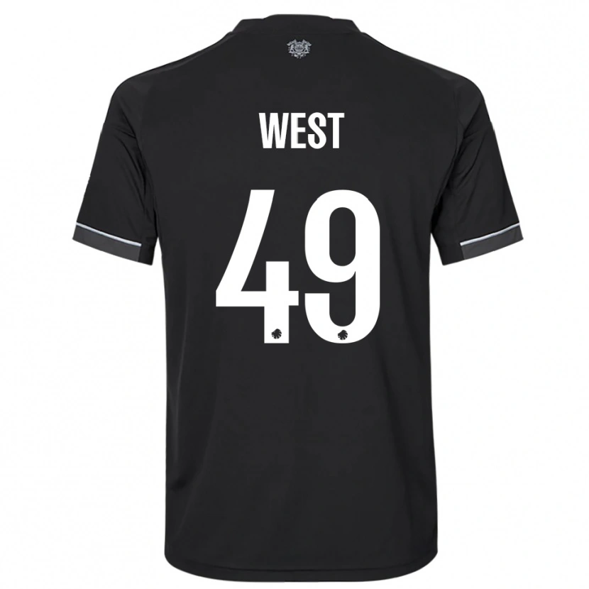 Danxen Niño Camiseta Liam West #49 Negro Blanco 2ª Equipación 2025/26 La Camisa