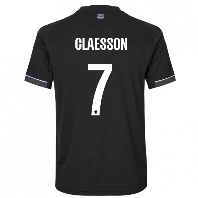 Danxen Niño Camiseta Viktor Claesson #7 Negro Blanco 2ª Equipación 2025/26 La Camisa