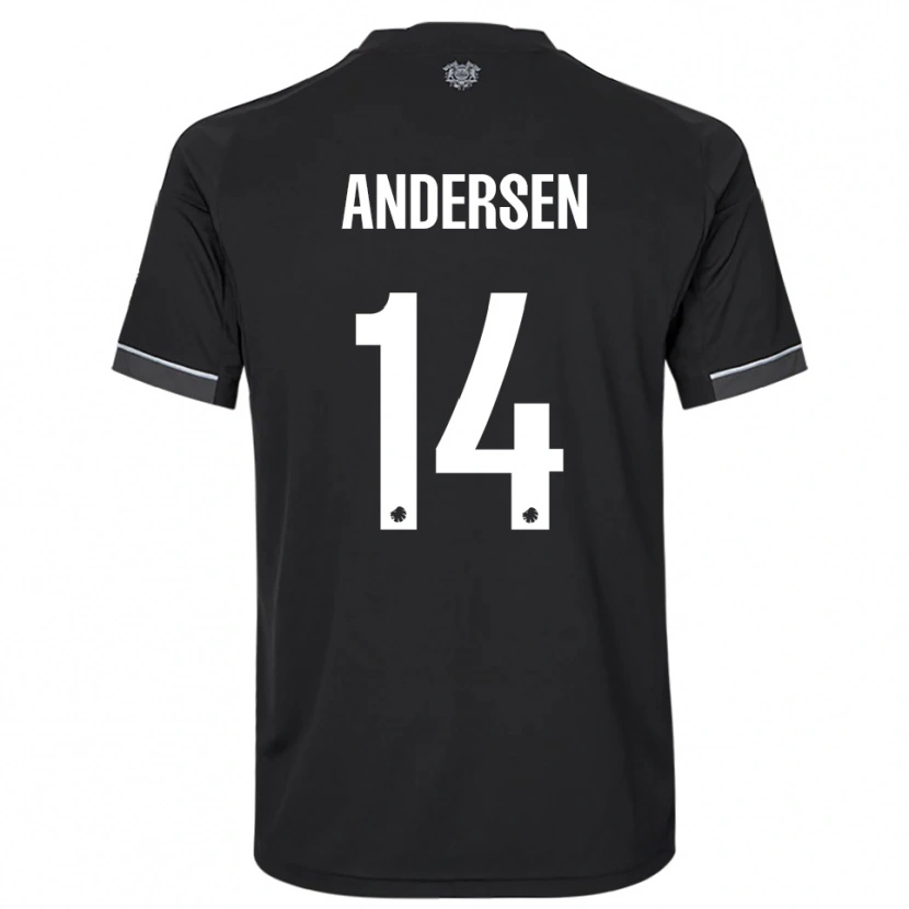 Danxen Niño Camiseta Svava Andersen #14 Negro Blanco 2ª Equipación 2025/26 La Camisa