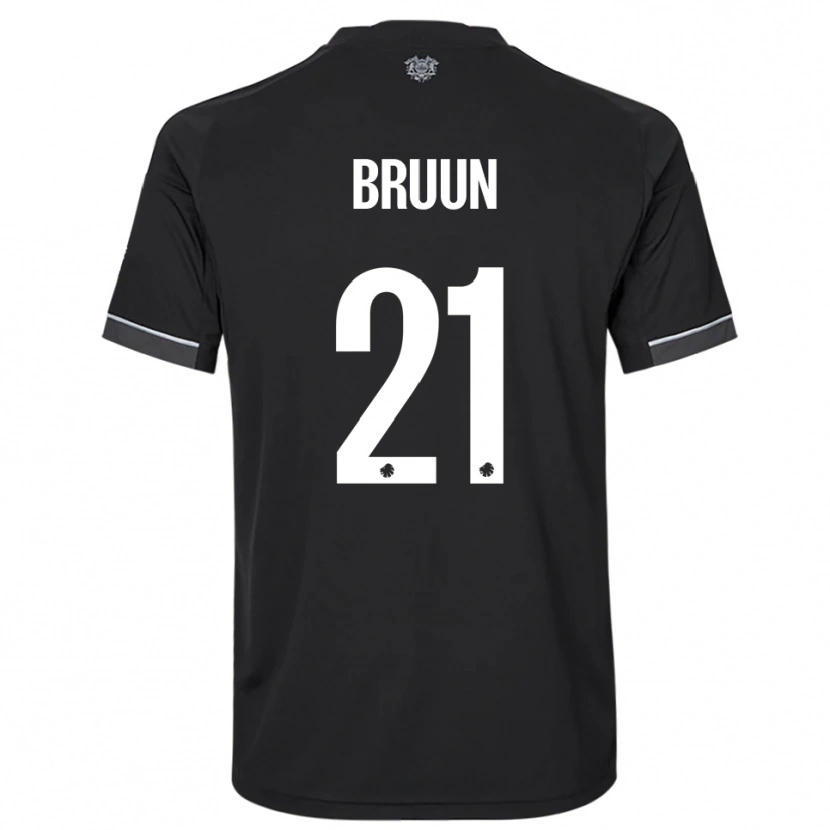Danxen Niño Camiseta Alfred Bruun #21 Negro Blanco 2ª Equipación 2025/26 La Camisa