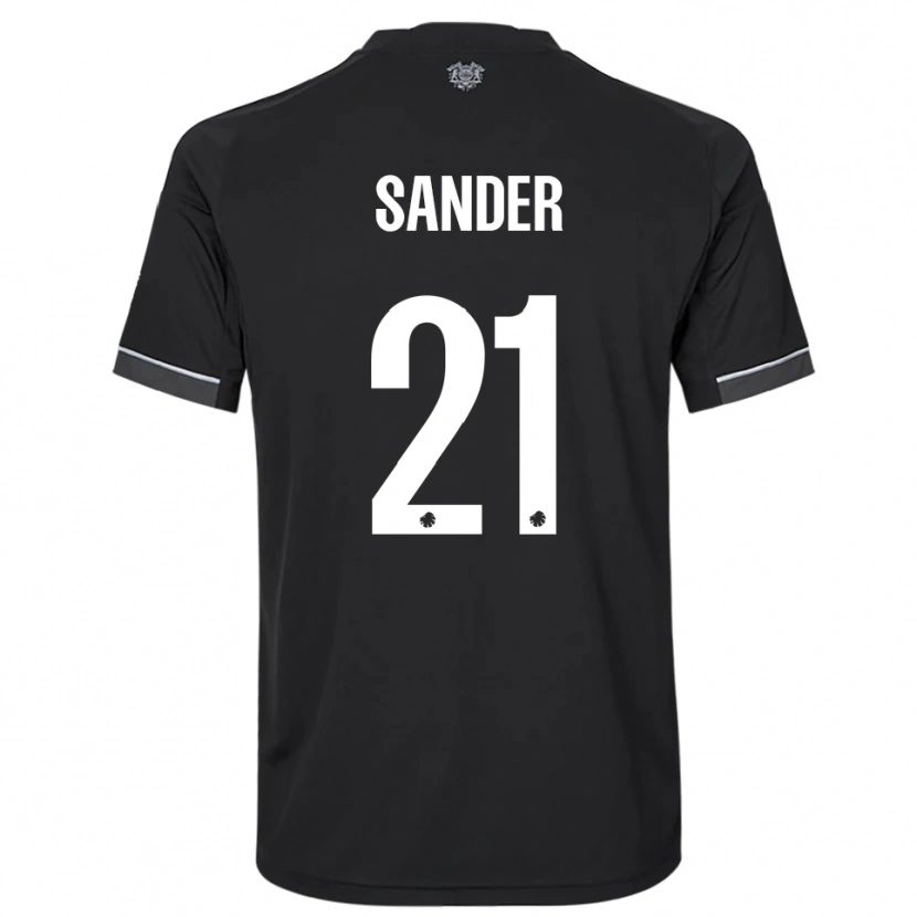 Danxen Niño Camiseta Theo Sander #21 Negro Blanco 2ª Equipación 2025/26 La Camisa