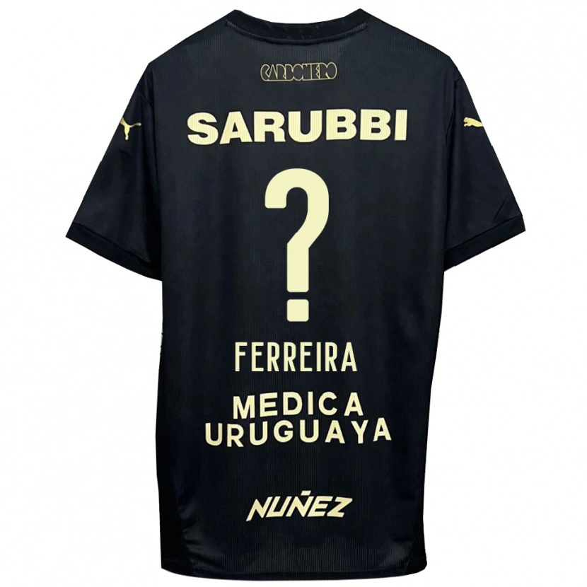 Danxen Niño Camiseta Matías Ferreira #0 Negro Oro 2ª Equipación 2025/26 La Camisa