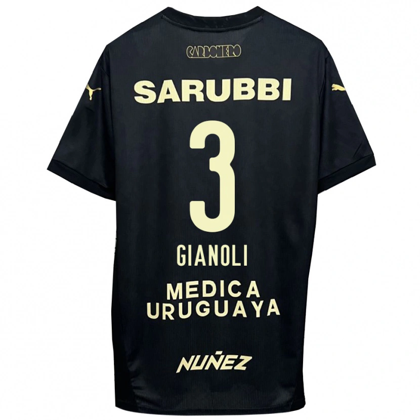 Danxen Niño Camiseta Martín Gianoli #3 Negro Oro 2ª Equipación 2025/26 La Camisa