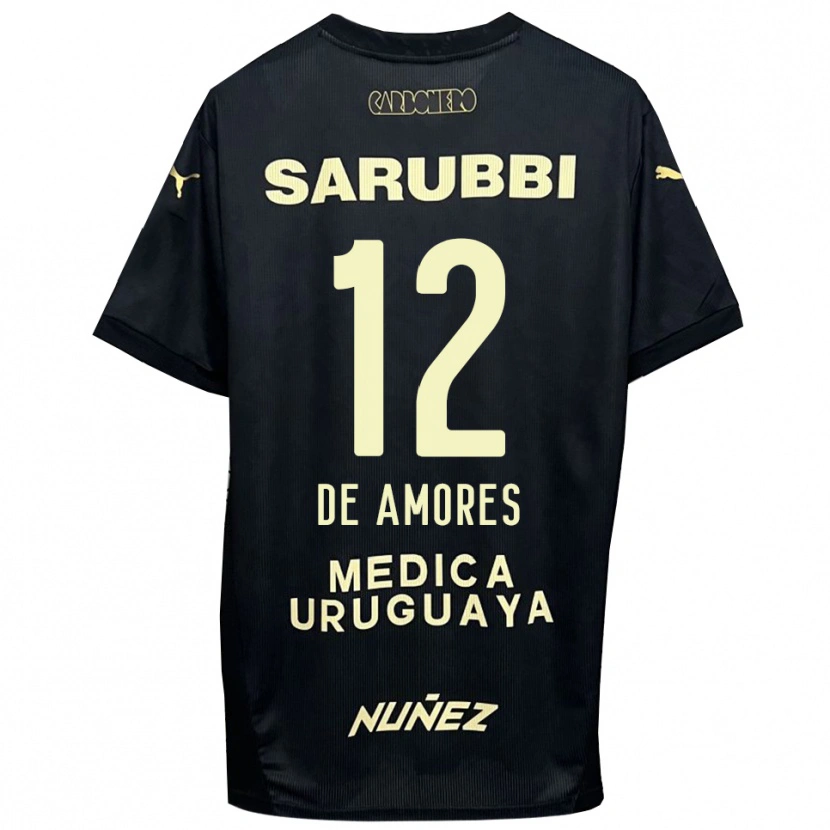 Danxen Niño Camiseta Guillermo De Amores #12 Negro Oro 2ª Equipación 2025/26 La Camisa
