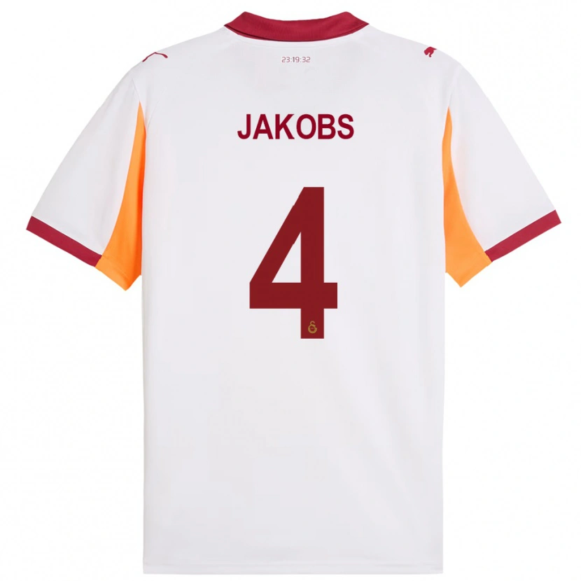Danxen Niño Camiseta Ismail Jakobs #4 Blanco Rojo 2ª Equipación 2025/26 La Camisa