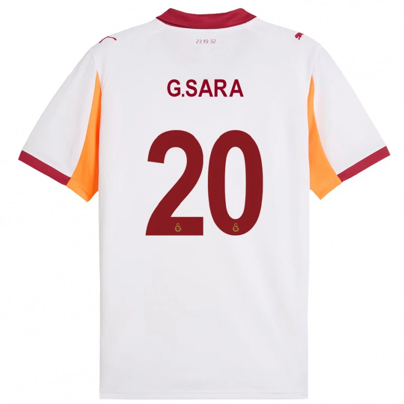 Danxen Niño Camiseta Gabriel Sara #20 Blanco Rojo 2ª Equipación 2025/26 La Camisa