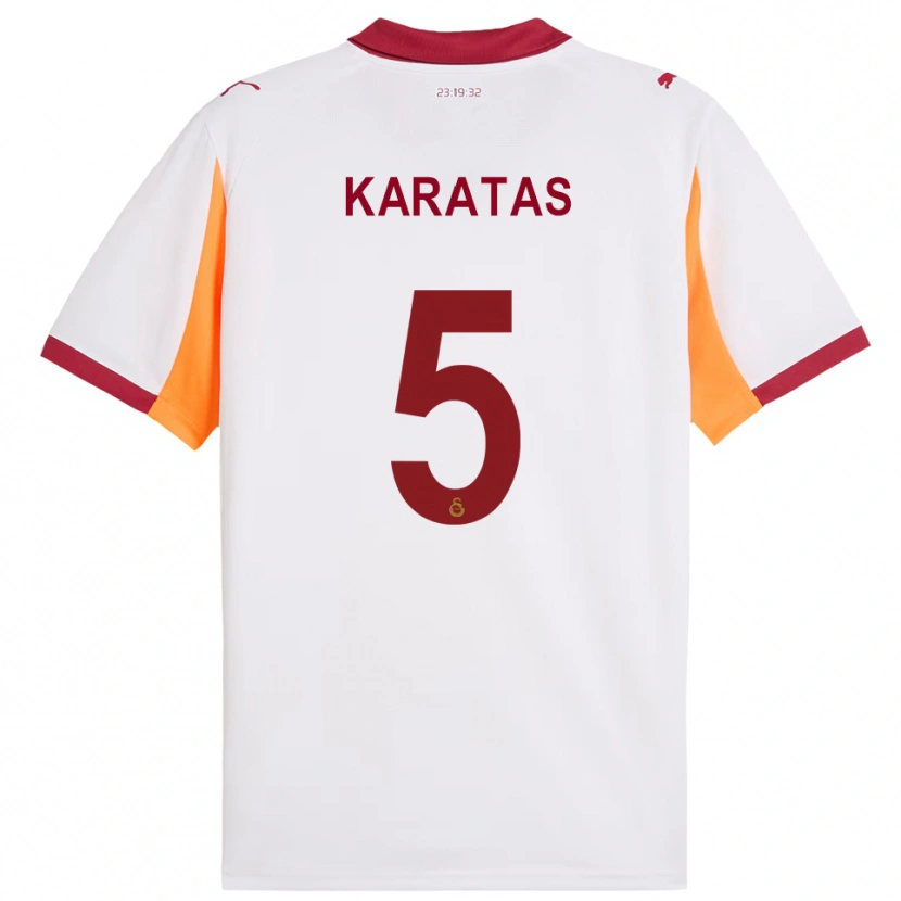 Danxen Niño Camiseta Eda Karataş #5 Blanco Rojo 2ª Equipación 2025/26 La Camisa