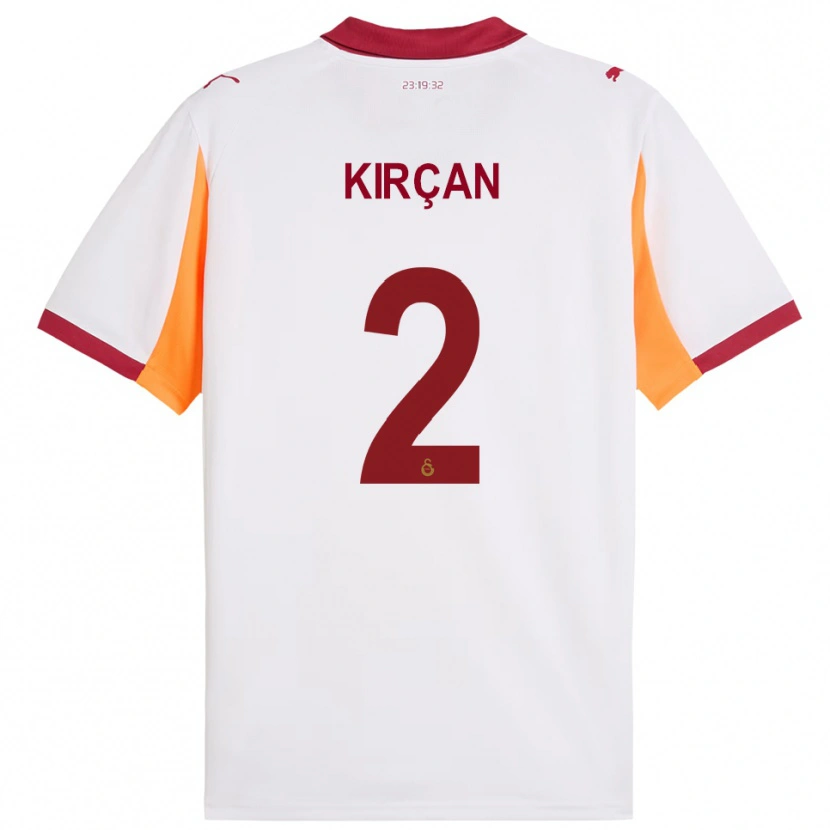 Danxen Niño Camiseta Kerem Kırçan #2 Blanco Rojo 2ª Equipación 2025/26 La Camisa