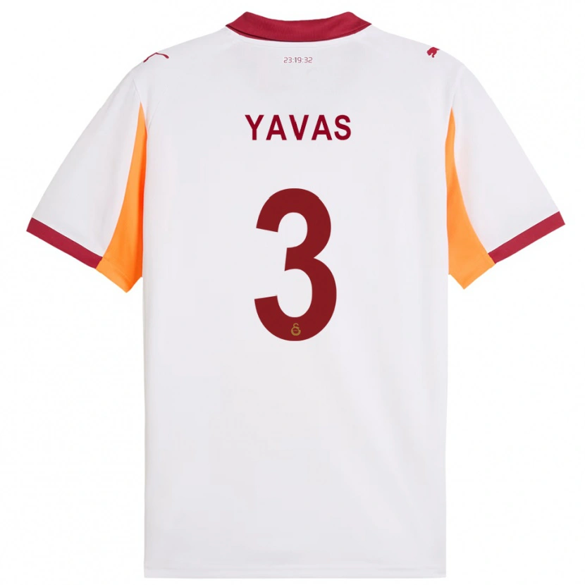 Danxen Niño Camiseta Arda Yavas #3 Blanco Rojo 2ª Equipación 2025/26 La Camisa