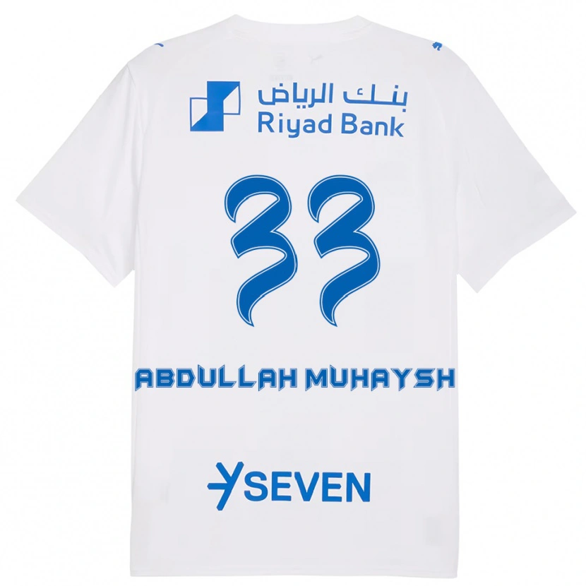 Danxen Niño Camiseta Mohammed Abdullah Muhaysh #33 Blanco Azul 2ª Equipación 2025/26 La Camisa
