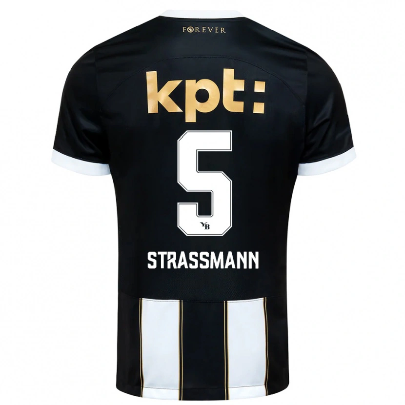 Danxen Niño Camiseta Sven Strassmann #5 Negro Blanco 2ª Equipación 2025/26 La Camisa