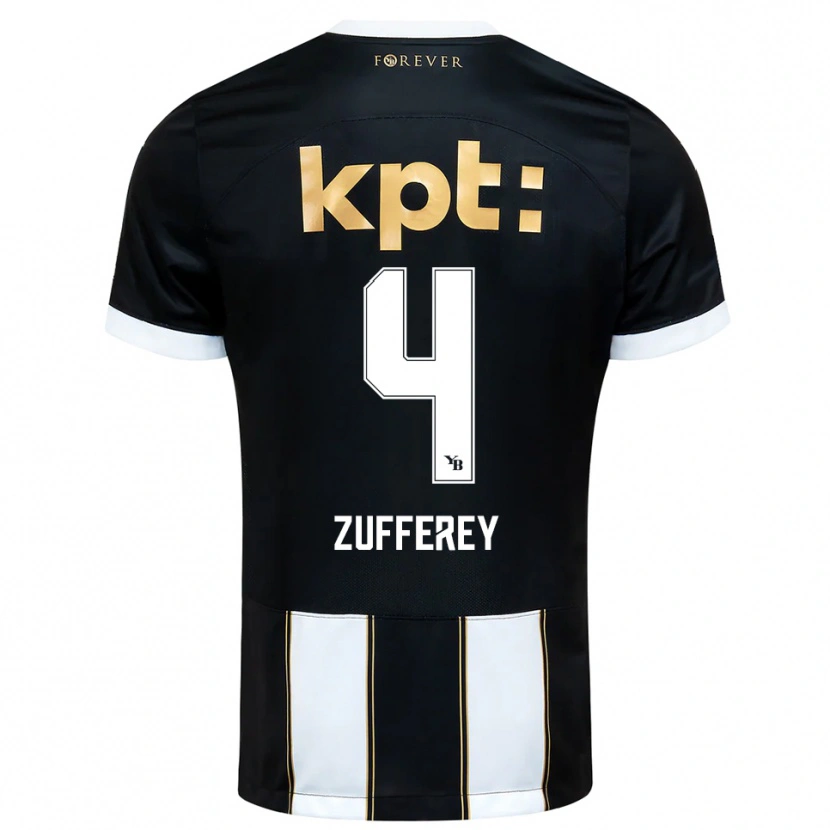 Danxen Niño Camiseta Gil Zufferey #4 Negro Blanco 2ª Equipación 2025/26 La Camisa