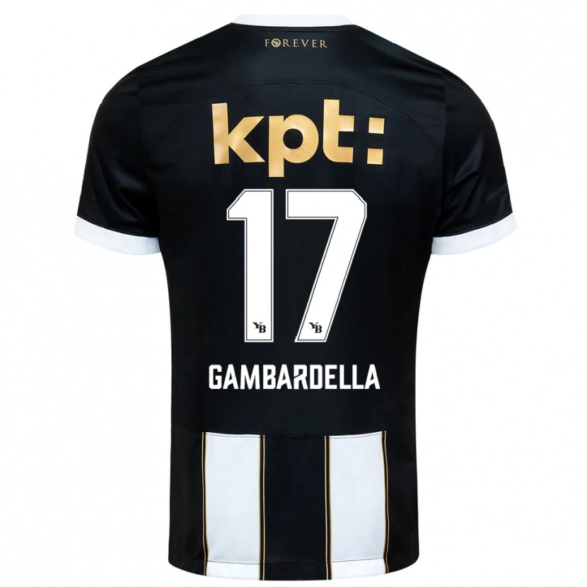 Danxen Niño Camiseta Matteo Gambardella #17 Negro Blanco 2ª Equipación 2025/26 La Camisa