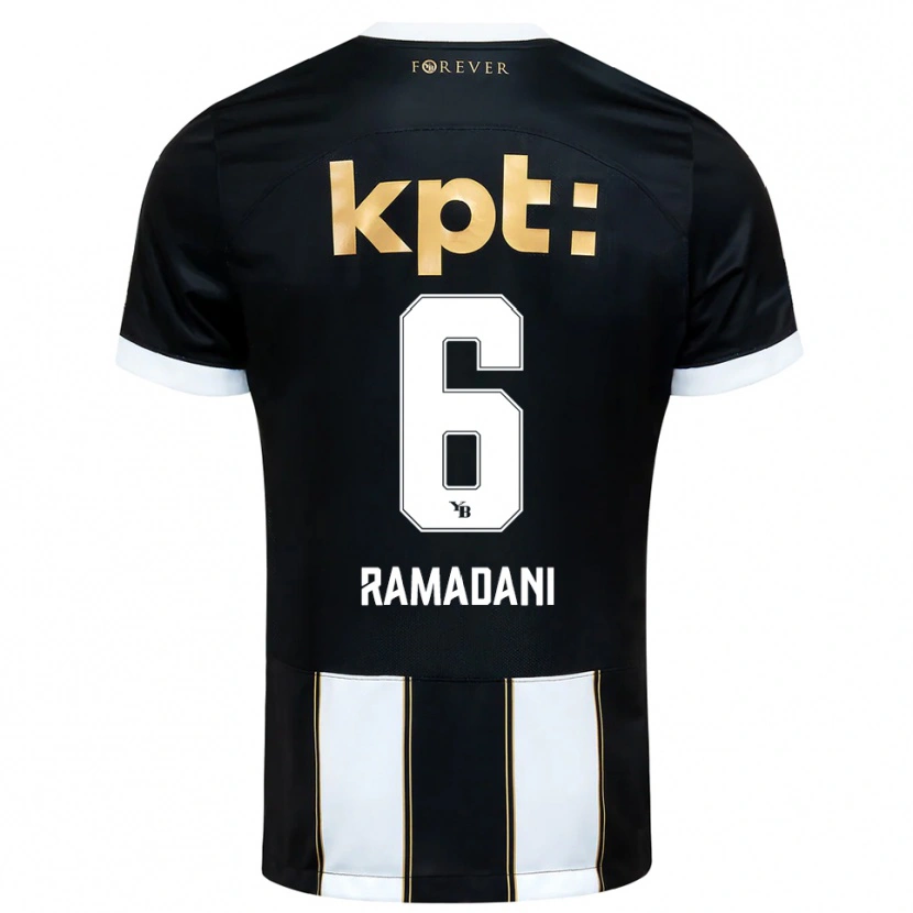Danxen Niño Camiseta Leon Ramadani #6 Negro Blanco 2ª Equipación 2025/26 La Camisa