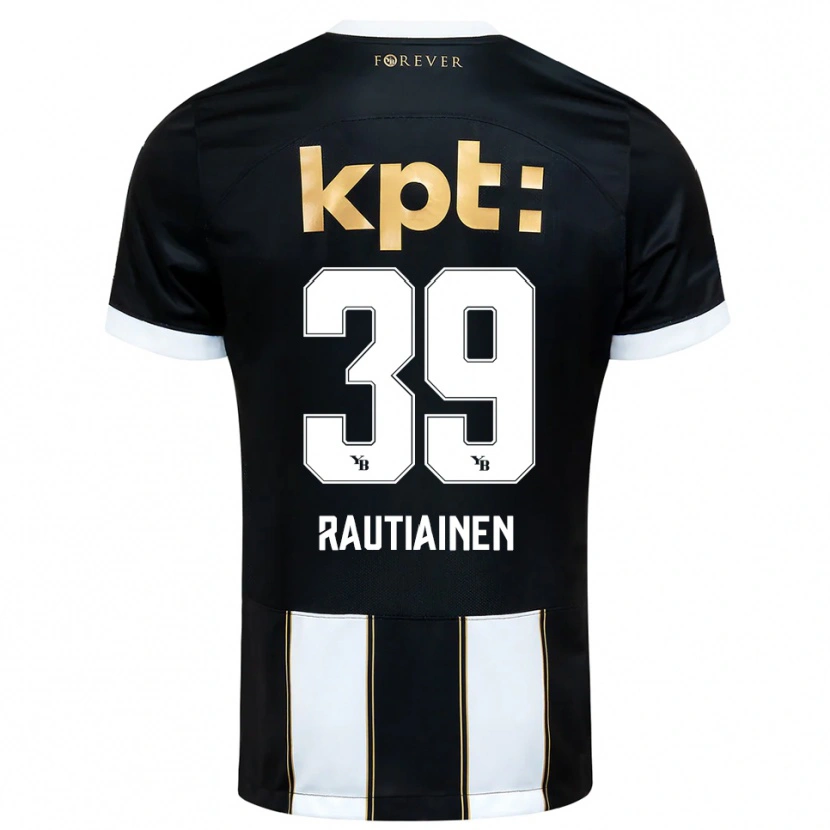 Danxen Niño Camiseta Iina Rautiainen #39 Negro Blanco 2ª Equipación 2025/26 La Camisa