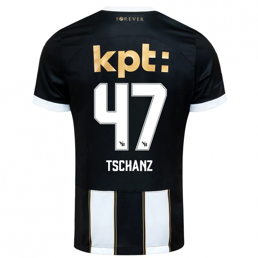 Danxen Niño Camiseta Noë Tschanz #47 Negro Blanco 2ª Equipación 2025/26 La Camisa