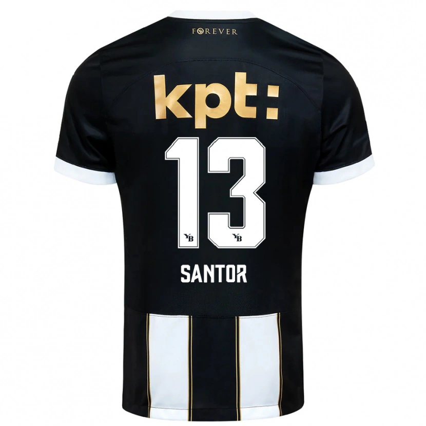 Danxen Niño Camiseta Luca Santor #13 Negro Blanco 2ª Equipación 2025/26 La Camisa