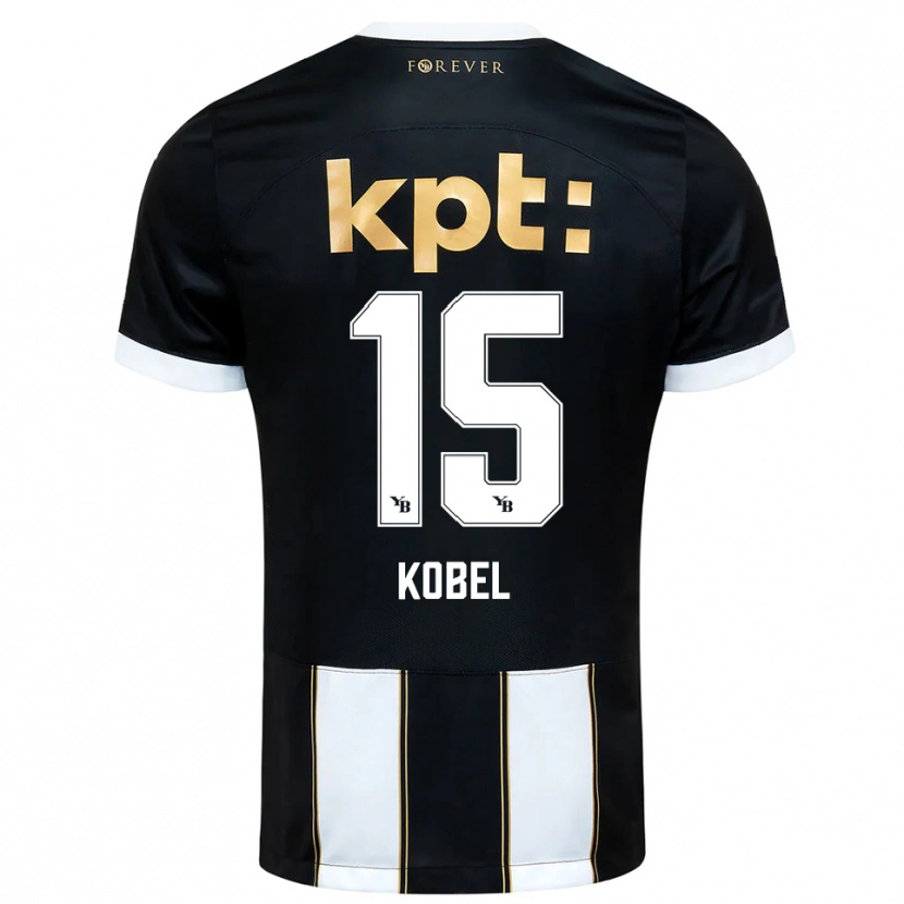 Danxen Niño Camiseta Jori Kobel #15 Negro Blanco 2ª Equipación 2025/26 La Camisa
