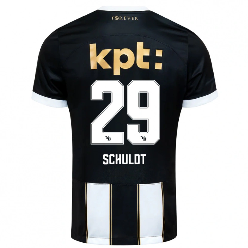 Danxen Niño Camiseta Inga Schuldt #29 Negro Blanco 2ª Equipación 2025/26 La Camisa