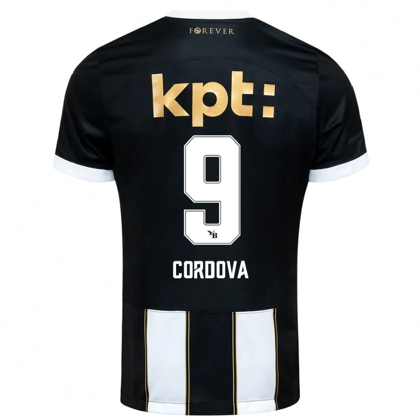 Danxen Niño Camiseta Sergio Córdova #9 Negro Blanco 2ª Equipación 2025/26 La Camisa
