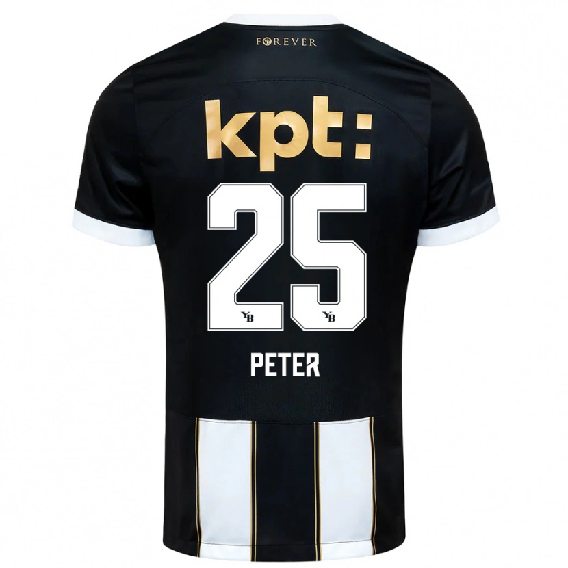 Danxen Niño Camiseta Luc Peter #25 Negro Blanco 2ª Equipación 2025/26 La Camisa